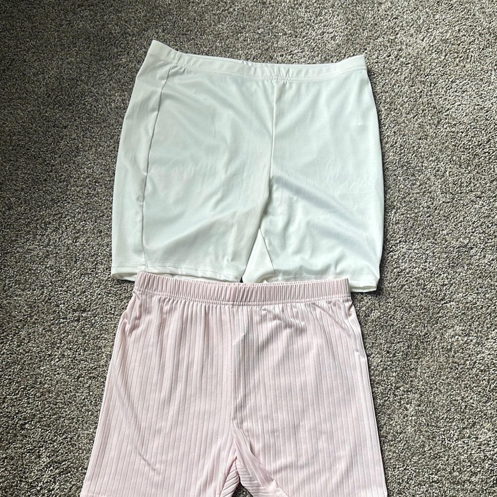 White and Pink Biker Shorts Set